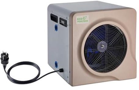 ECOPOOLTECH - Pompa di Calore Piscina Fuori Terra Fino a 40 m3, Riscaldatore Piscina Gonfiabile Pompa di Calore Piscina (Marrone-Max 5,4KW)