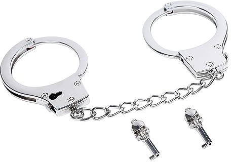 Stainless Steel Handcuffs, Bondage SM Accessories, Sexy Handcuffs, Game Role Play Accessories, Adjustable Size B9 (Grey)