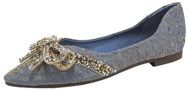 OBiQuzz Loafer Women's Elegant Ballet Flats Evening Shoes Party Wedding Shoes with Bow Women's Shoes Flat Dress Shoes Ballerina Shoes Low Shoes Cosplay Costume Princess Shoes Lace Shoes, blue, 7 UK