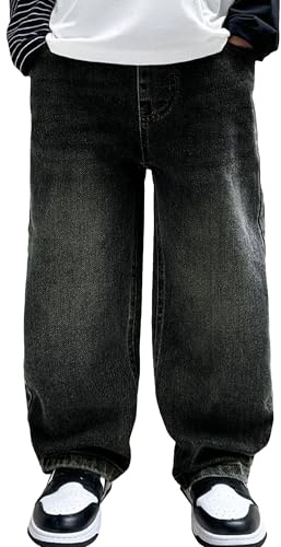 Niño Tejano Largo Pantalones Estilo Baggy Vaqueros Callejero Vintage Holgados Verano Pantalón de Denim Pierna Ancha Jeans 12-13 años