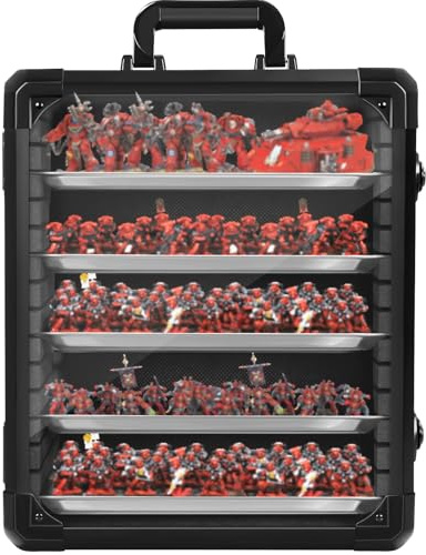 OUUTMEE Miniatures Storage Case with 5 Metal Trays