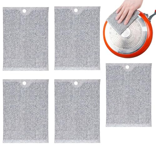 Paño de de Lavado a - 5 Piezas Rags para fregadores duraderos para Uso de Cocina, Almohadillas Auto -drenantes de Secado rápido, toallitas Reutilizables para la Limpieza del hogar Frutas Verduras