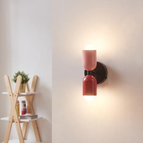 lux.pro Wandleuchte innen Trorlos Wandlampe Up Down Schlafzimmer Metall 2-flammig Flurlampe 22 x 12 x 12 cm Rosa/Rot