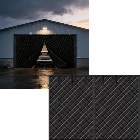 Magnetisk värmeisolerad garageportsskydd, magnetisk vinterisoleringskit för garage, uteplats, balkong, skjutdörrar, väderbeständig gardin(Svart,W275cm x H270cm)