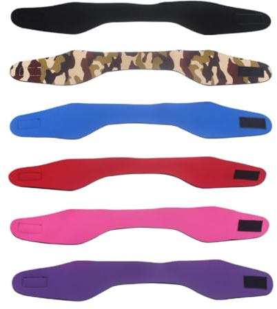 TOGEVAL Diadema Deportiva de Neopreno para Mujer, Protección de Oídos, Talla Grande, Set 6 Unidades (negro, Rojo, Azul, Rosa, Camuflaje, Morado), Banda Elástica Transpirable para Natación