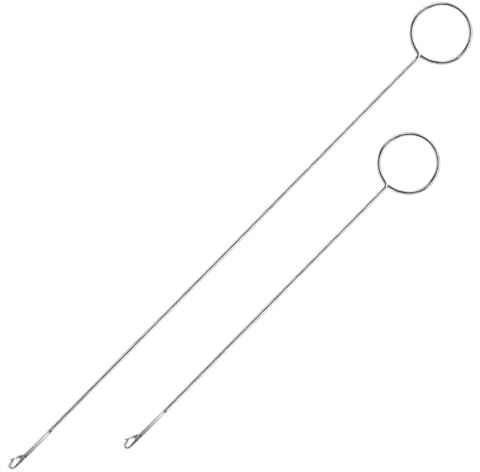 LUDHEP 2 Piezas Enhebradores de Acero Inoxidable, Agujas para Pasar Cordones 26,5cm y 18cm, Punta de Gancho Afilada, para Costura, Perlas y Ropa