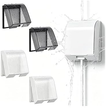 KOQAIIZ 4 Piezas Tapa Enchufes para Bebes e Impermeable, Protector Enchufes Pared Autoadhesivo para Baño, Cocina y Exterior, Cubre Interruptor