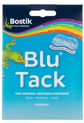 BOSTIK Blu Tack Hellblau – Dauerplastische Wiederverwendbare Klebemasse, Zuverlässige und Wiederablösbare Fixierung, 46g