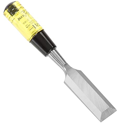 Buck Brothers 120108BC 1-1/2 Wood Chisel Made in USA, For Paring and Finishing Cuts in Carpentry and Woodworking, Tempered Tool Steel Blade, Mallet-Safe Handle