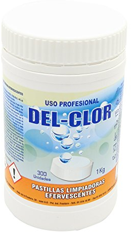 Lejía en pastillas. Bote de 300 pastillas limpiadoras efervescentes, blanqueadoras y eliminadora de olores. 1 kg.