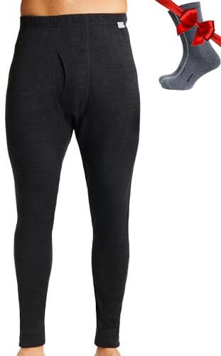 100% Merino Wool Base Layer Men Leggings Pants - Thermal Underwear + Socks | All Season Merino Wool Long Johns, Odor-Resistant, Moisture-Wicking, Breathable, Itch-Free, for Hiking, Skiing, Travel