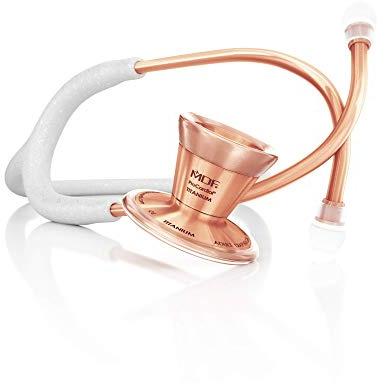 MDF Vit Glitter/Rose Gold ProCardial Lättvikts Kardiologi Stetoskop i Titan, MDF797TWGLRG + MDF Resväska – stetoskop och diagnostiska kit – medium (MDFSCM12)