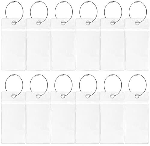 12 Pcs Cruise Luggage Tag Holders, Clear Suitcase Tags Plastic Luggage Label Holder Waterproof Cruise Luggage Tags with Zip Seal and Steel Loops Luggage Labels for Cruise Trip Vacation Accessories