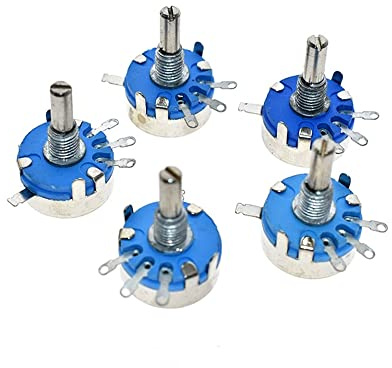 ezqnirk 1pcs WH5-1A Potenciómetro de Carbono 3 terminales Redondos de Eje Giratorio,470K Ohm