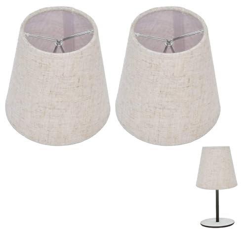 Cyrank Pantalla de lámpara pequeña, Pantalla de Tela de Barril de casa de Campo de 2 uds, Pantallas de luz Natural para lámparas, Pantalla de lámpara de araña con Clip para Mesa de Pared(02)