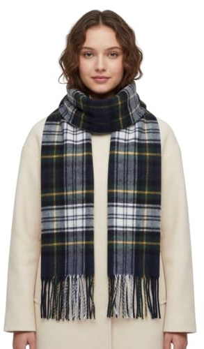 MA.AL.BI 1947 Sciarpa 100% pura lana made in Italy unisex scozzese tartan, consegnata in busta regalo. (verde bianco)