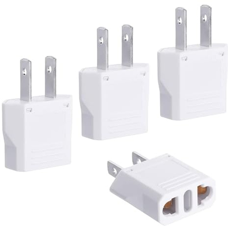4 Pezzi Adattatore Spina USA da Viaggio,Da Francia a US Adapter,Adattatore Europa a USA,Adattatore Spina universale Americana,Cina,Giappone,Canada,Messico
