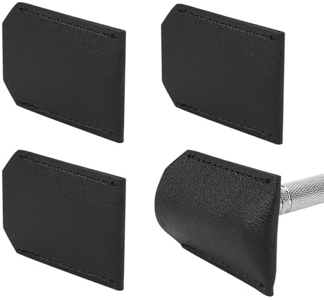 Linkidea 4 Pack Double Edge Safety Razor Head Cover, Vegan Leather Razor Blade Protector, Portable Travel Shaver Head Guard Compatible with Vikings Blade the Chieftain Safety Razors (Black)