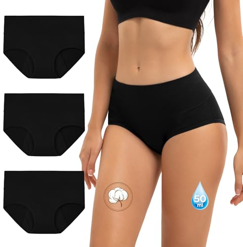 INNERSY Period Pants Heavy Flow Black Leakproof Underwear, 12,Classic Black