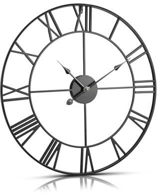 VEVOR Large Wall Clock, 24 in Wall Clock Roman Numerals, Battery Operated Non Ticking Classic Decorative Round Clocks, for Living Room Bedroom Office Kitchen Dining Room Home Decor