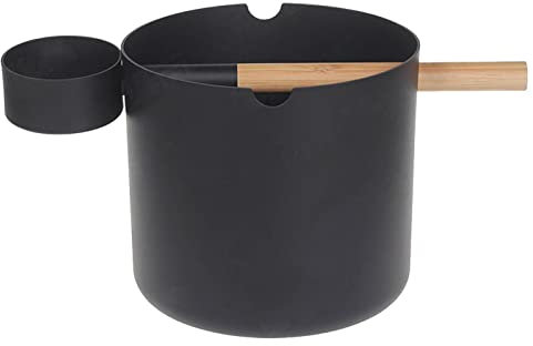 Generisch Seau de sauna en aluminium 7 l avec set de cuillères – Seau fait à la main pour camping, extérieur, voyage, tonneau de sauna pour la maison et le spa