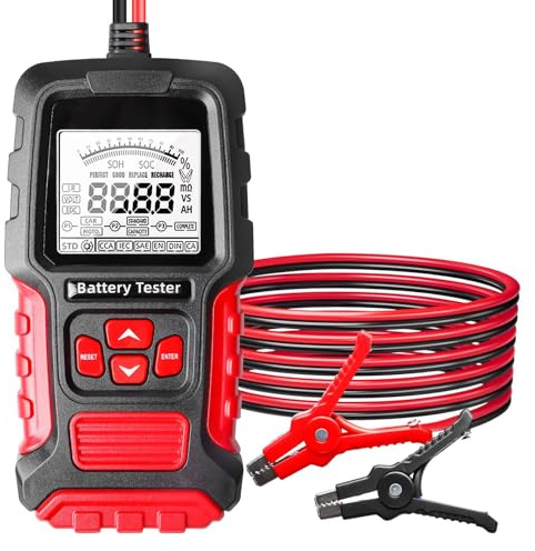 Behogan Comprobador de batería de coche: 12 V/24 V, 100 – 2000 CCA, 3 Ah-200 Ah, analizador digital, analizador de alternador de batería para coche, moto, camión, ATV, SUV, barco