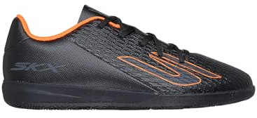 Skechers SKX_2 Jr Youth IC Football Trainers Shoe, Black Synthetic/Orange Trim, 13 UK Child