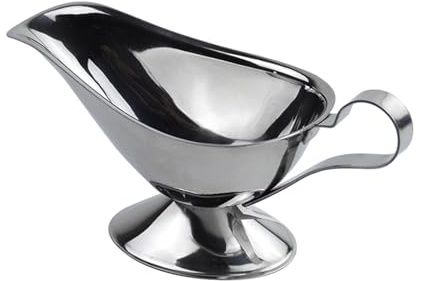 Saucière, bateau à sauce en acier inoxydable de 10 oz avec poignée, saucière avec bec verseur pour verser facilement, pour vinaigrettes, pots à lait, bouillon, poivre noir