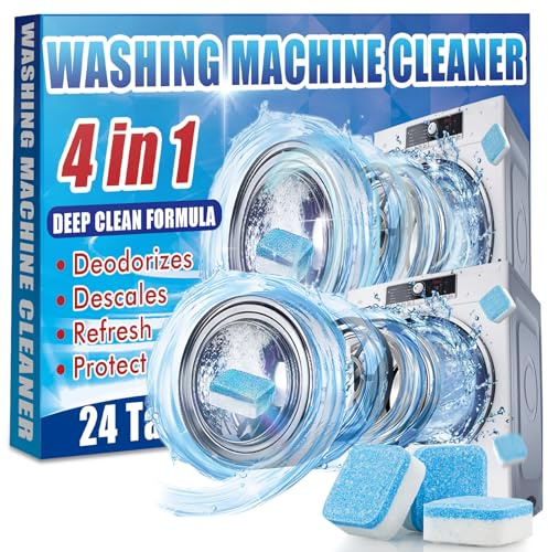 Detergente per lavatrice, Tabs Anti-limescale Washing Machine 1 Pack of 24 Tablets, adatto per lavatrice a carica frontale e superiore, rimuove odori, sporcizia e accumuli, sicuro per fosse settiche