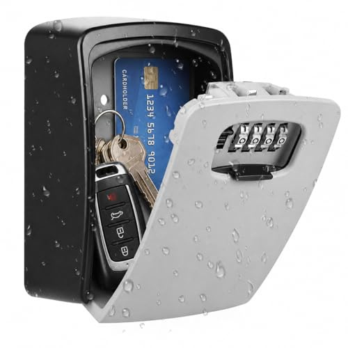 XXL Key Safe Wall Mounted, Diyife Heavy-Duty Key Lock Box for Car Keys Outdoor, Weatherproof 4-Digit Combination Resettable Lockbox with Code for Home Garage, Internal Dimensions: 109x762x406mm