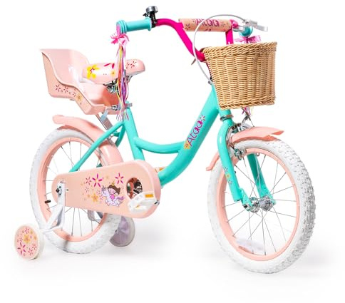 ATAA Bicicleta Infantil Kitty 12 Pulgadas con Ruedines y Cesta