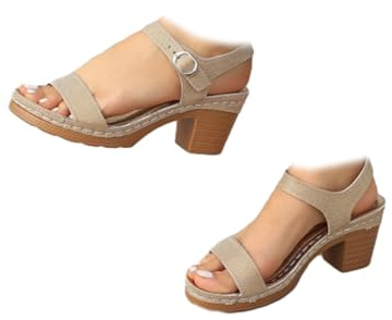 Sandalias de cuero para mujer, tacón de bloque, cuña con una correa y hebilla en el tobillo, diamantes de imitación, zapatos casuales de verano para mujer del Reino Unido, Gold, 0 UK