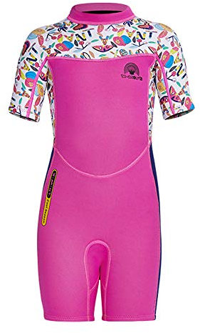 Kinder Mädchen Neoprenanzug Neoprenanzug UPF 50+ 2.5MM Neopren Kurzarm Wäremehaltung Wetsuit Schwimmanzug Tauchanzug Badeanzug Wetsuit für Wassersport Diving Suit M
