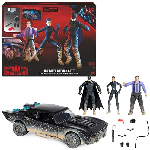 DC Comics, Confezione Batman e Lt. Gordon, con 2 Personaggi da 10 cm e Auto della Polizia, Oggetto da Collezione del Film The Batman, Giocattoli per Bambini e Bambine dai 3 Anni in su