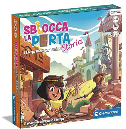 Clementoni - Sblocca la Porta Storia, Gioco da Tavolo, Escape Room per Bambini 8+ Anni e Adulti, Ambientata in 3 Luoghi Storici, 1-6 Giocatori, Idea Regalo Made in Italy, Lingua Italiana, 16775