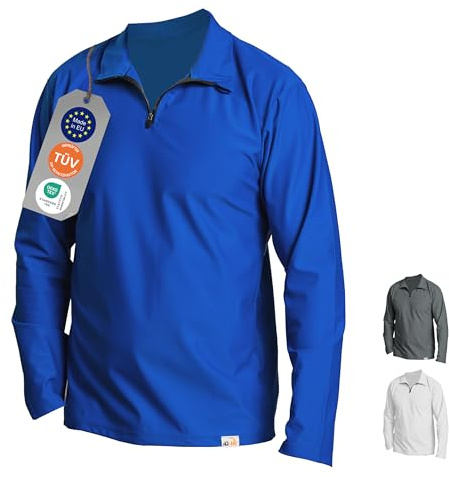 iQ-UV Rashguard Herren Langarm mit Reißverschluss - Sonnenschutz Blau XL