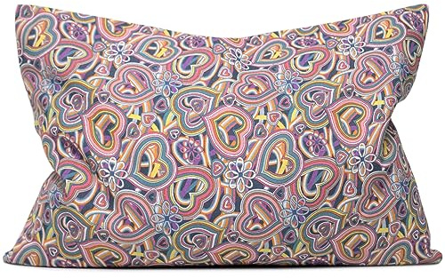 Herbal Pillow 30 x 20 cm, Organic Cover Psychedelic Heart + Organic Inlett Natural - Scented Cushion - 8 Herb Cushions with Sage, Anise, Chamomile, Peppermint, Thyme, Rosemary, Melissa, Lavender