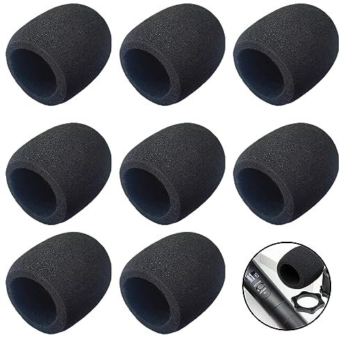 RTRTGS 8 Pezzi Copertura per Microfono, Spugna Microfono Antivento Grande, Filtri Antipop per microfoni a mano, Copertura Mic per KTV, Spettacoli Teatrali, Interviste, e Attività All'Aperto (Nero)