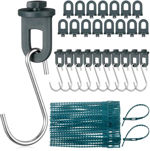 Namalu 25 Clips pour Serre de Jardin et 10 Crochets en Forme de S 50 Attaches pour Plantes Accessoires de Serre Clips de Fixation pour Ombrage de Serre pour Plantes Suspendues Paniers Fils de Fixation