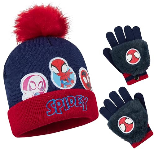 Marvel Set de Accesorios de Invierno para Niño - Regalos Niños y Adolescentes (Azul Marino/Rojo Spidey 2 Pcs)