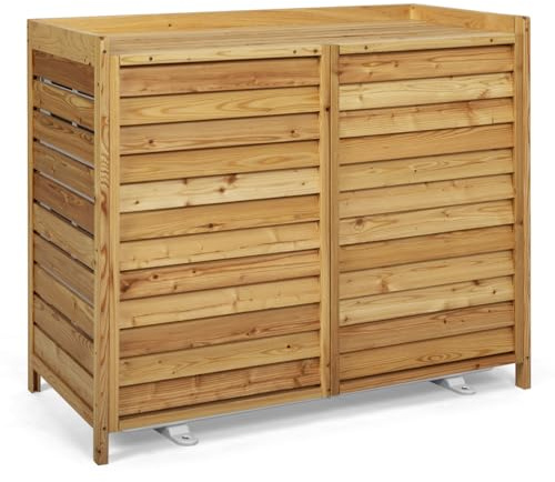 IDMarket - Cache climatiseur en bois naturel protection unité extérieur 95 x 50 x 80 cm