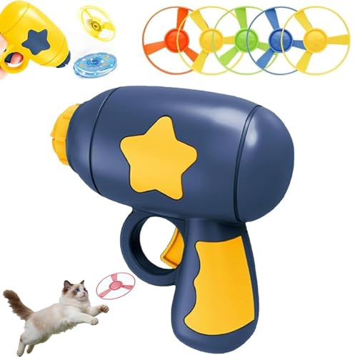 Flygande Frisbee-skyttleksak, Katt-hämtleksak Propellerskytt, Flygande Tefat Leksaker för Kitten Valp Jägarträning, med Färgglada Flygande Propellers Set, för Katter och Hundar