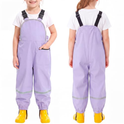 FILOWA Salopette de Pluie Enfants Imperméable Pantalon de Pluie, 2-7 Ans | Respirant imperméable Pantalons, Non Doublée, Couleur Unie, Garçons Filles Pantalon de Boue, pour d'extérieur Randonnée École