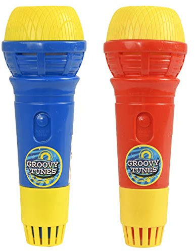 HTI Toys & Games Groovy Tunes PACK OF 2 Echo Microphones Red & Blue | Great Singing Toy Prop Mic For Kids and Adults Girls And Boys