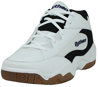 Python Wide (EE) Width Indoor Mid Racquetball (Squash, Indoor Pickleball, Badminton, Volleyball) Shoe (White; Size 10.5)