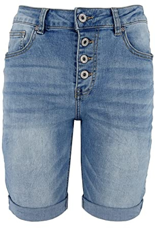 JOPHY & CO. Pantaloncini Corti Donna Jeans Denim in Cotone con Cinque Tasche (Blu Scuro (cod. 870), S)