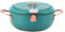 Deep Fryer Pot, 8.1x4.4in Stainless Steel Tempura Deep Frying Pan,Deep fat fryer,with Thermometer and Oil Drip Drainer Rack for Induction Cooker, Deep Green