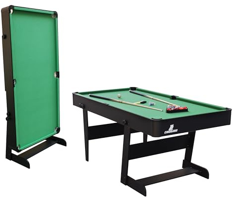 Cougar Mesa de Billar Hustle L - 5ft en Negro | Mesa Plegable Interior con Accesorios | Mesa de Billar Carambola para ninos y Adultos | Dimensiones: 152x76x79 cm.