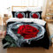 HZVRTN Bettwäsche 3D Rot Rose Bettbezug Set mit Reißverschluss und 2 Kissenbezug, Mikrofaser Kreative Rose Bettwäsche Set 3 Teilig für Erwachsene Kinder (135x200cm, Herzförmige Rose)