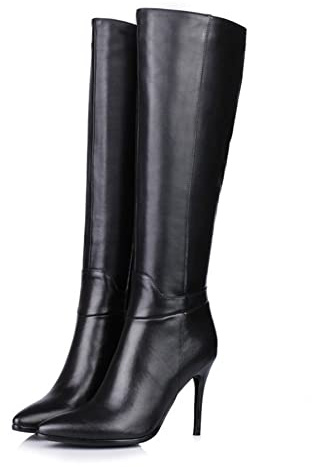 Stivali Alti A Spillo, Donne Moda Stivali Ginocchio Stiletto Heels, Stivali Al Ginocchio Con Cerniera Laterale E Tacco Alto Da Donna, Stivali in Pelle Autunnali E Invernali alla moda High Heels